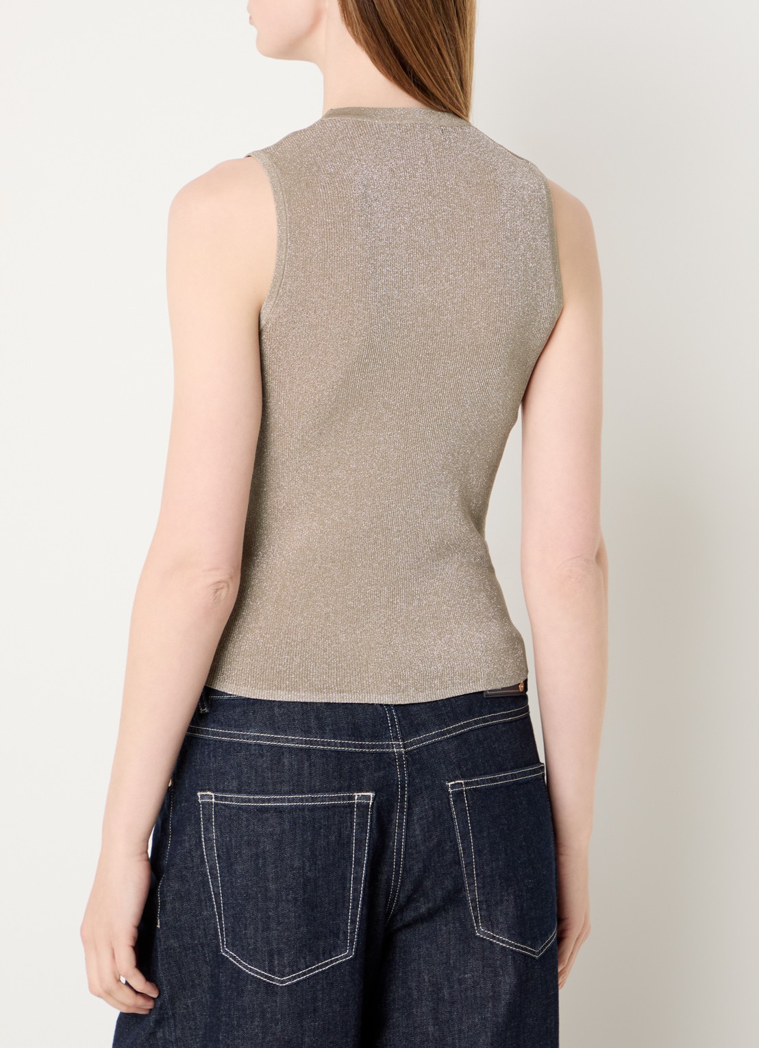 MaxMara Top met metallic finish - achterkant khaki