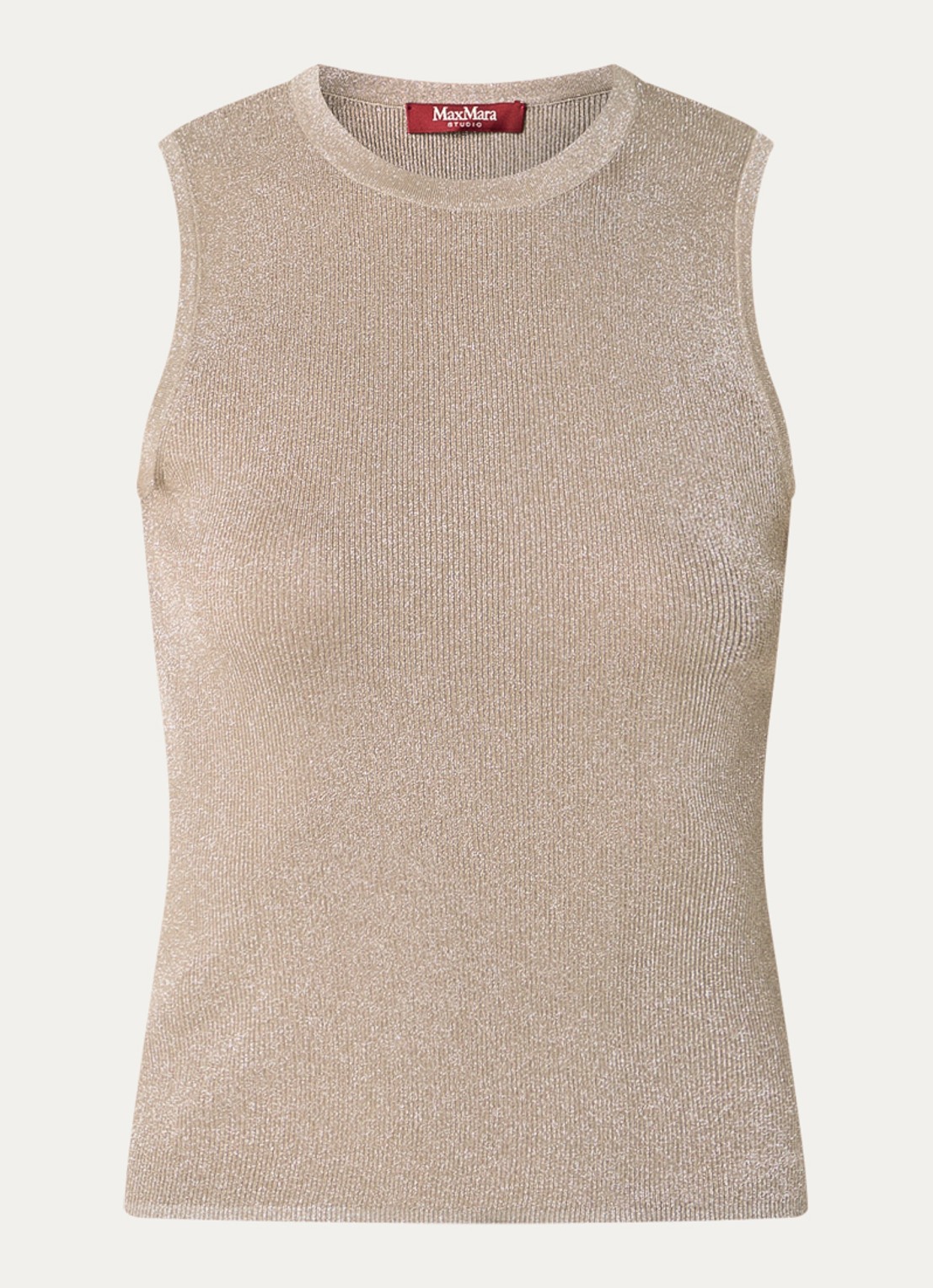 MaxMara Top met metallic finish - voorkant 2 khaki