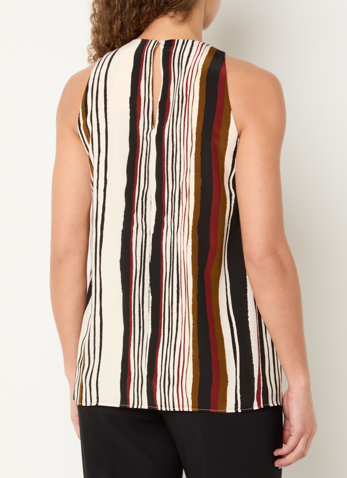 MaxMara Top van zijde met streepprint - achterkant bordeauxrood