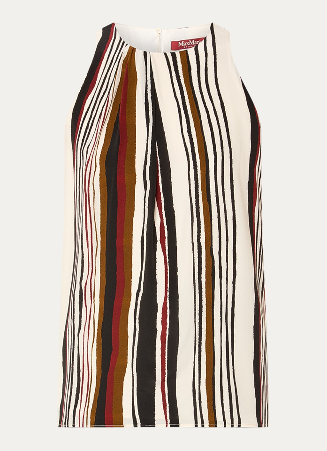 MaxMara Top van zijde met streepprint - voorkant 3 bordeauxrood