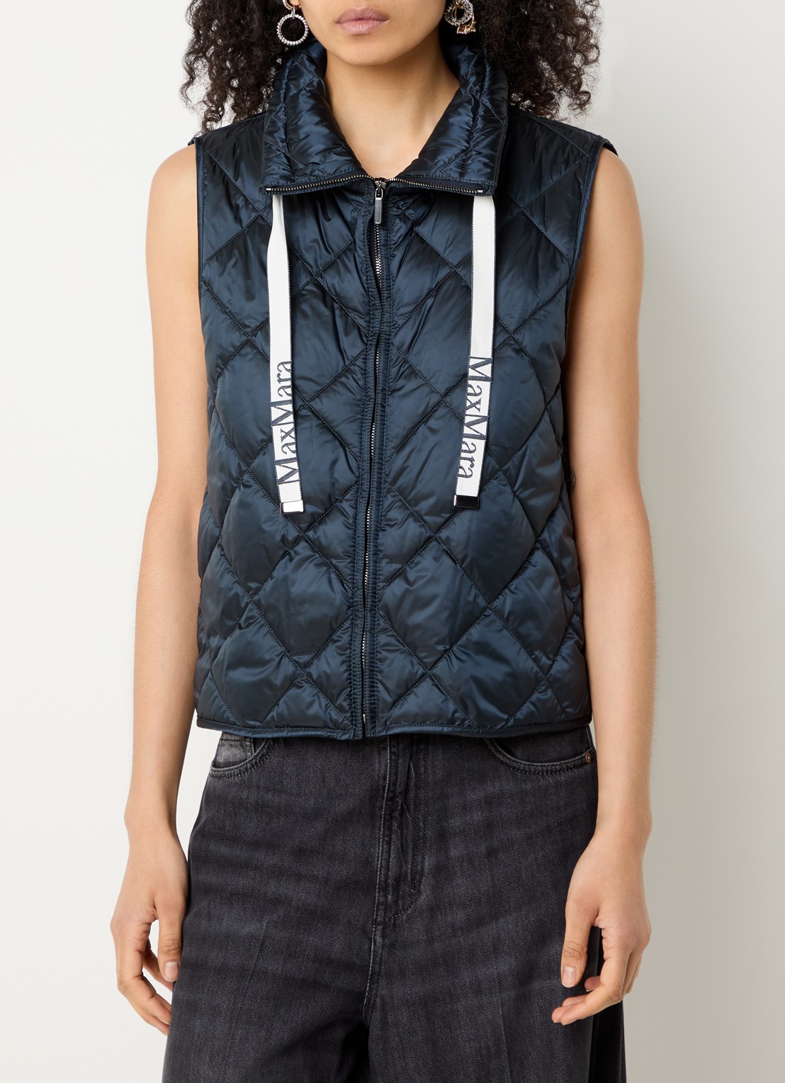 MaxMara Tregic gewatteerde bodywarmer met quilt patroon - detail 3 donkerblauw