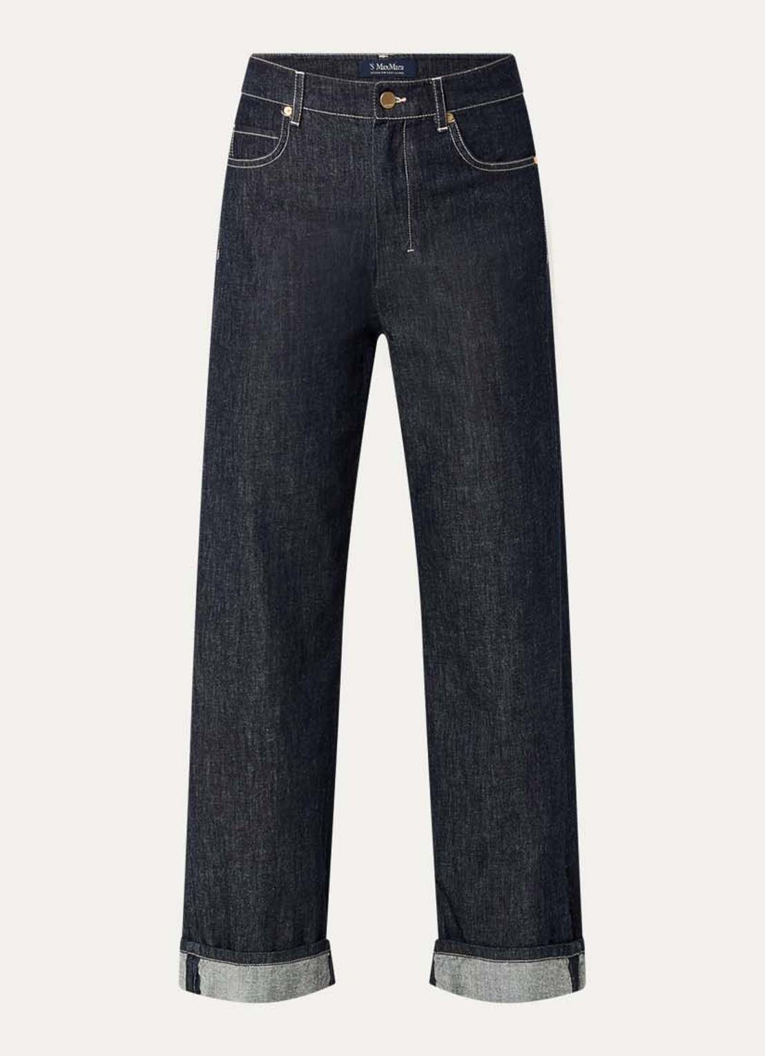 MaxMara Turn-up high waist wide fit cropped jeans - voorkant indigo