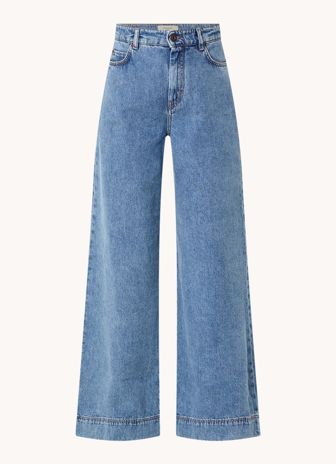 MaxMara Vega high waist wide leg jeans met lichte wassing - voorkant 4 indigo