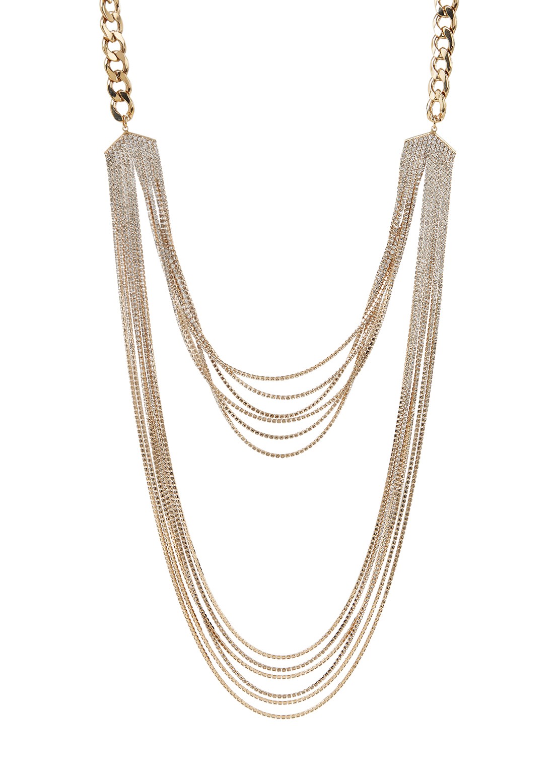 MaxMara Veruska statement ketting met strass - voorkant goud