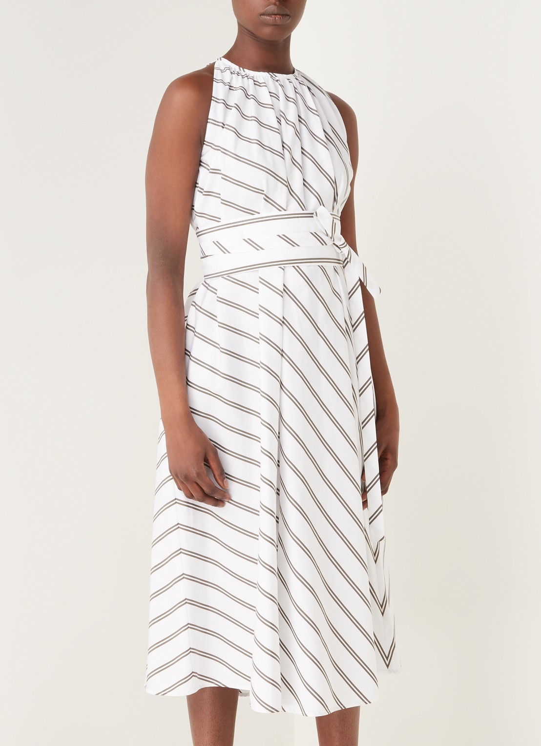 MaxMara Vischio midi jurk met streepprint - detail 5 wit