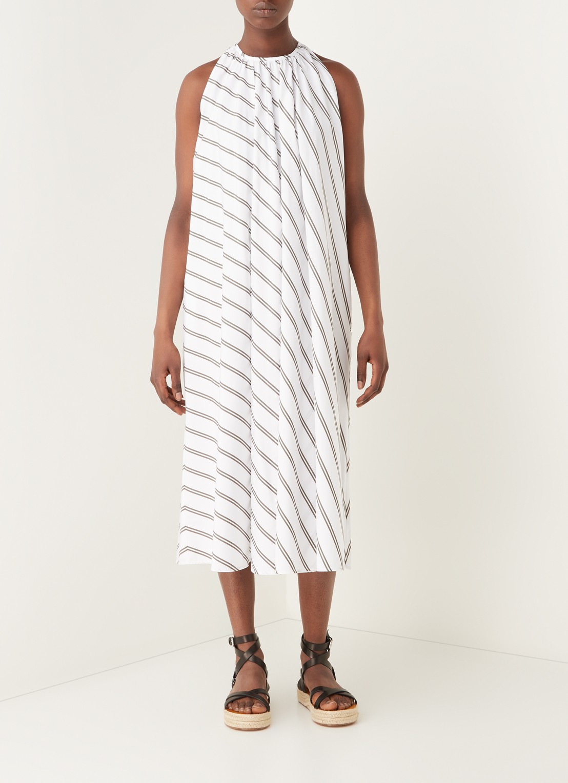 MaxMara Vischio midi jurk met streepprint - voorkant 4 wit