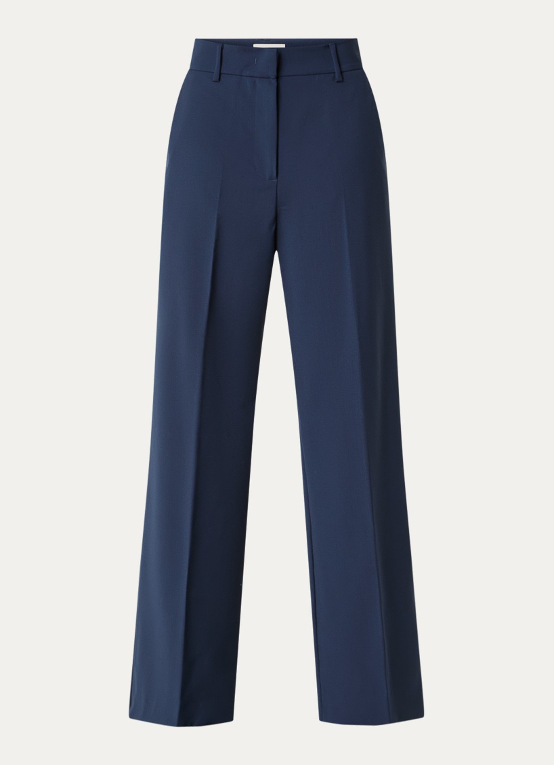 MaxMara Visivo high waist straight fit pantalon van scheerwol - voorkant 2 donkerblauw