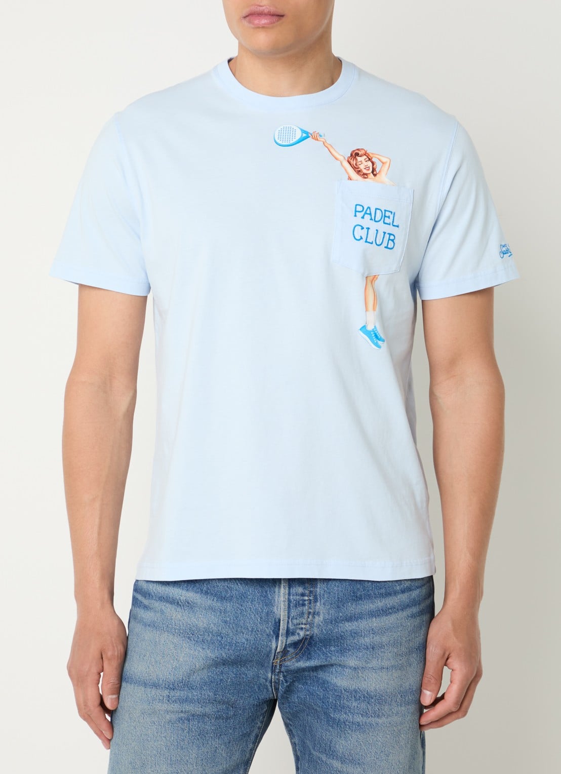MC2 Saint Barth Padel T-shirt met print - detail 3 lichtblauw