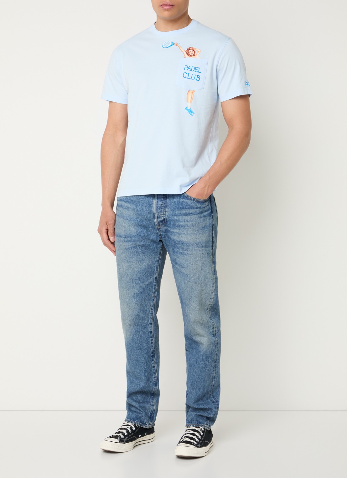 MC2 Saint Barth Padel T-shirt met print - voorkant 2 lichtblauw
