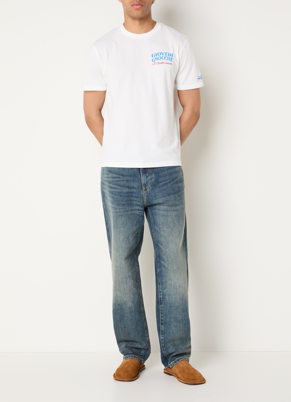 MC2 Saint Barth Portland T-shirt met logo- en backprint - voorkant 4 wit