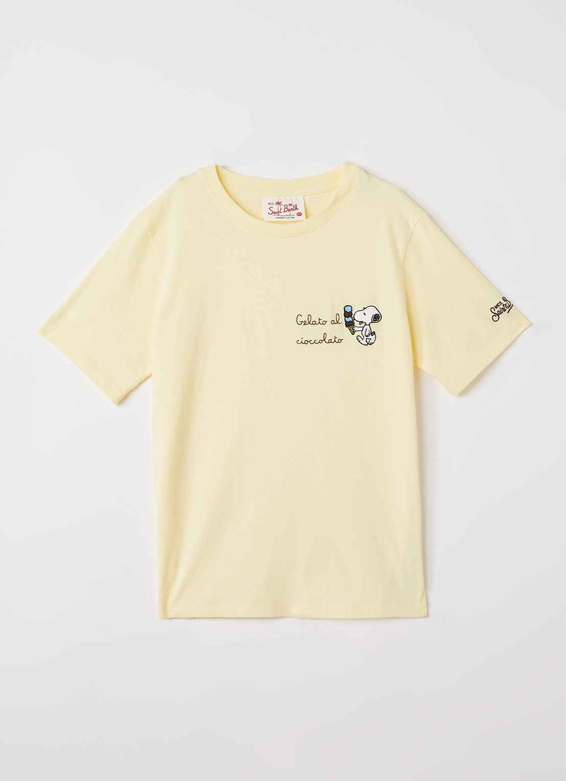 MC2 Saint Barth Portofino T-shirt met borduring - voorkant lichtgeel