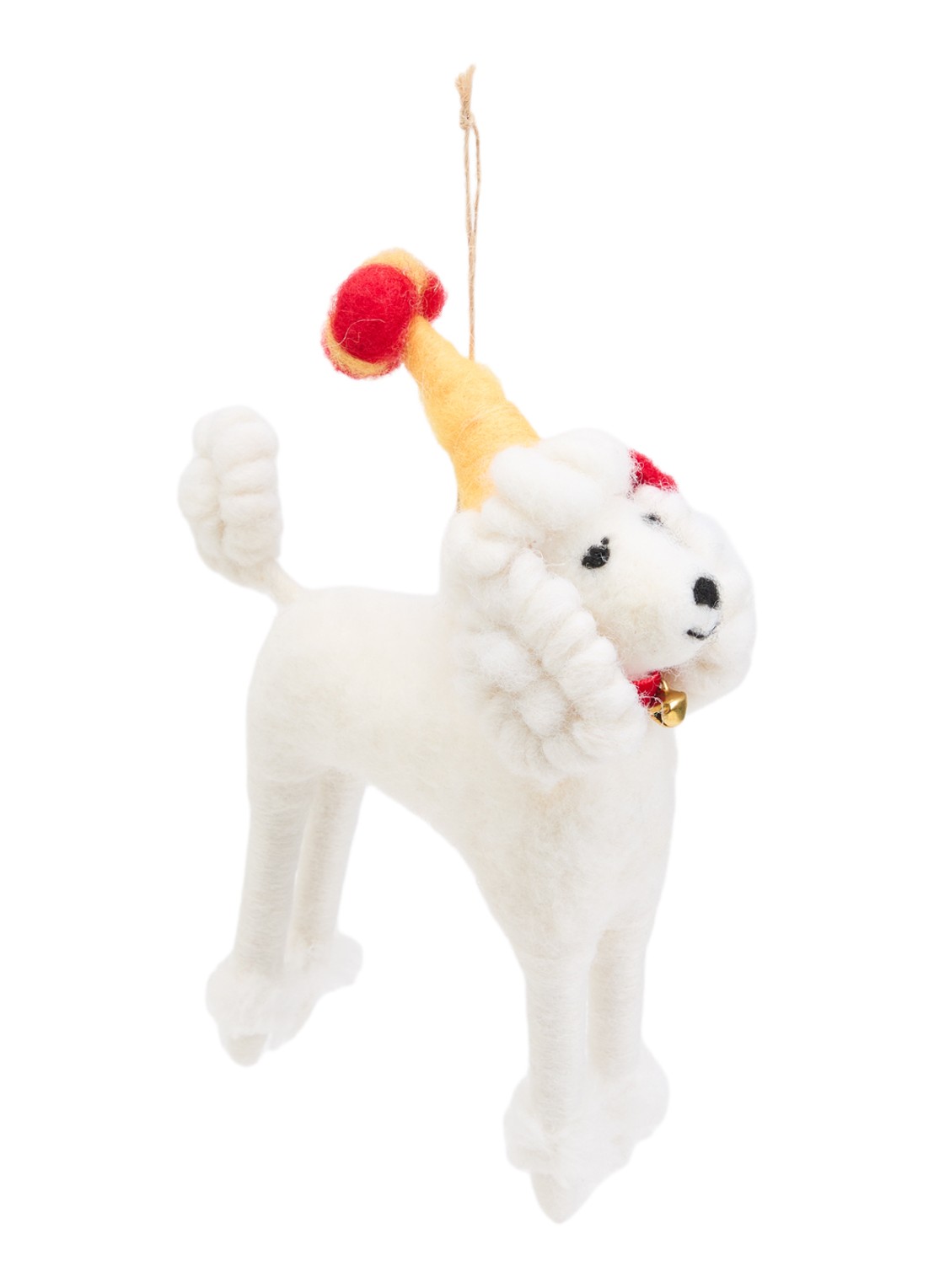 Meander Circus poedel kersthanger 16,5 cm - voorkant ivoor