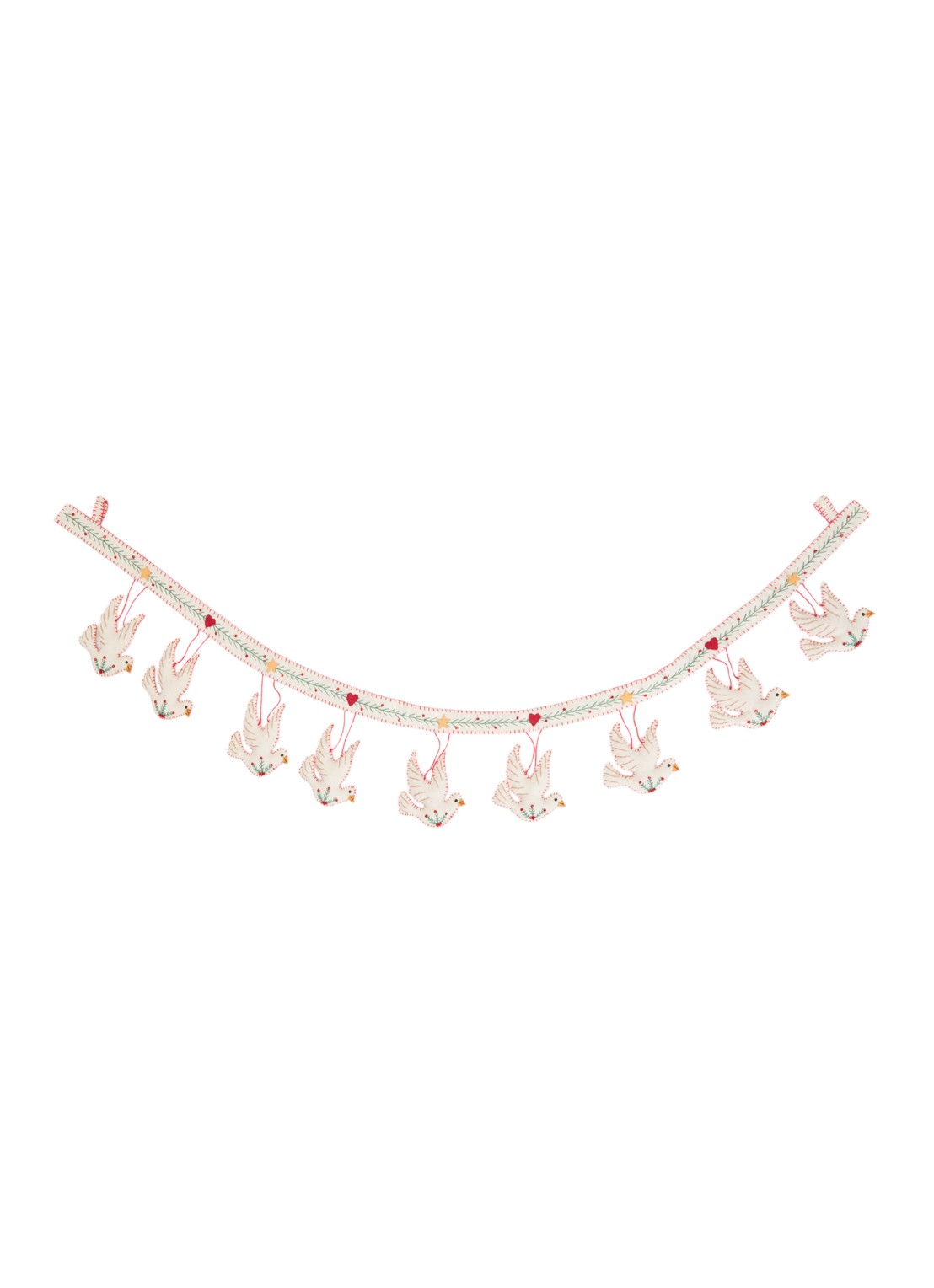Meander Guirlande met duiven kerstslinger 103 cm - voorkant gebroken wit