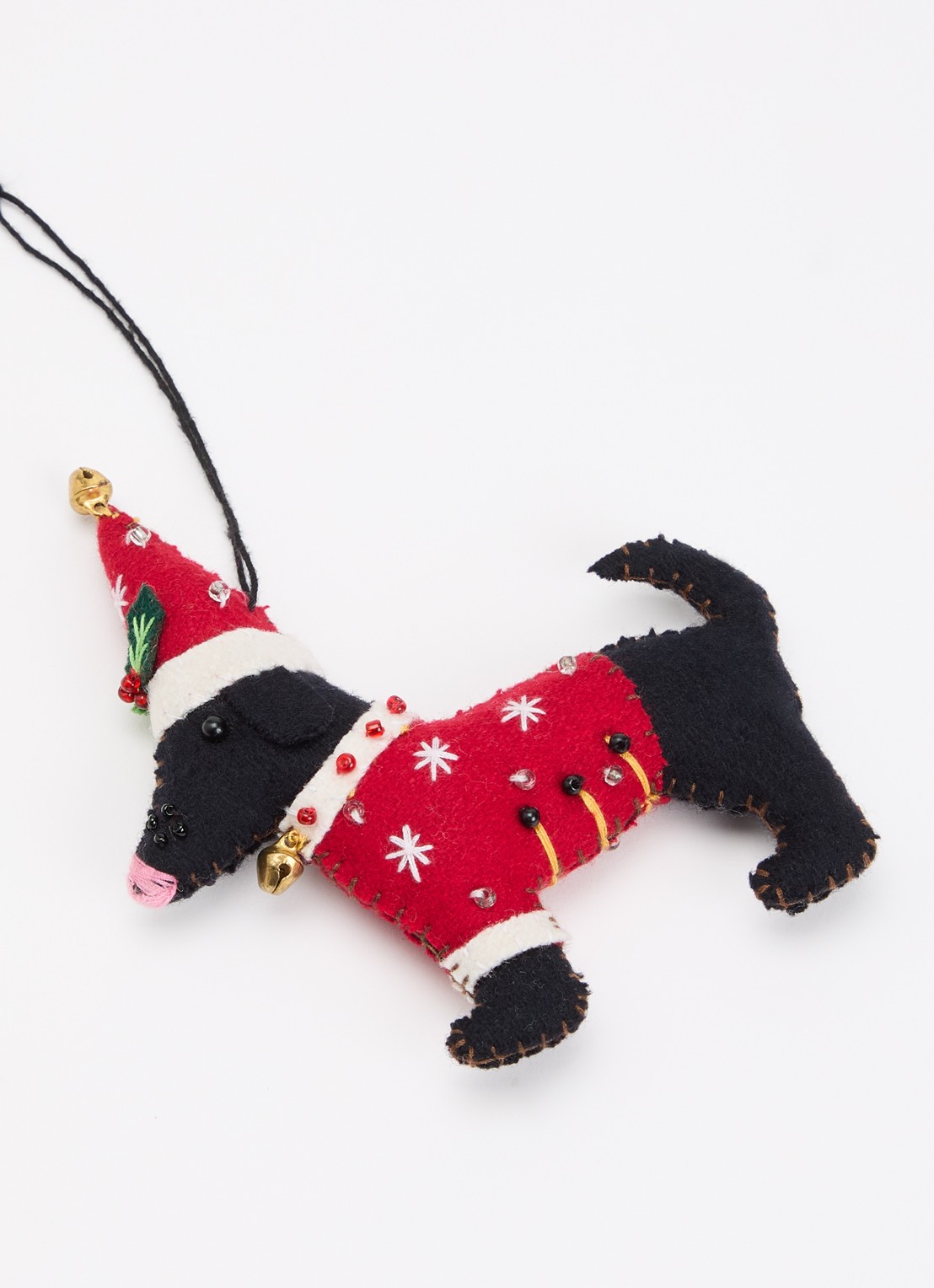 Meander Hond met trui en kerstmuts 12 cm - detail 3 rood