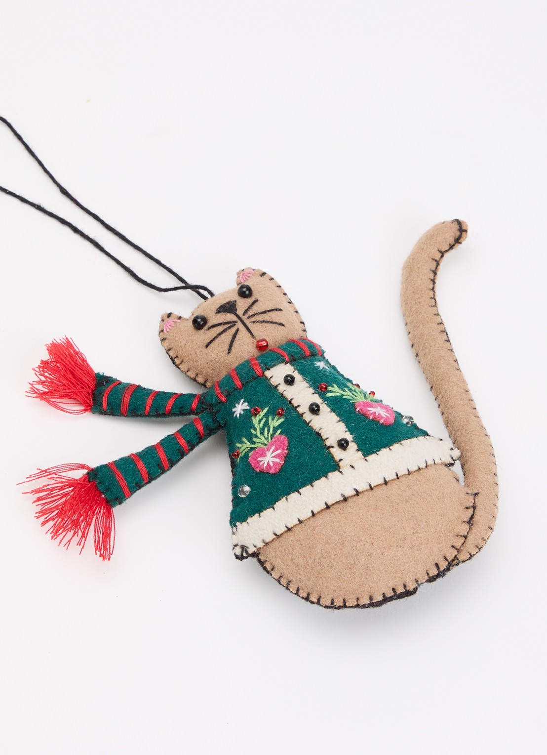 Meander Kat met sjaal 11 cm - detail groen