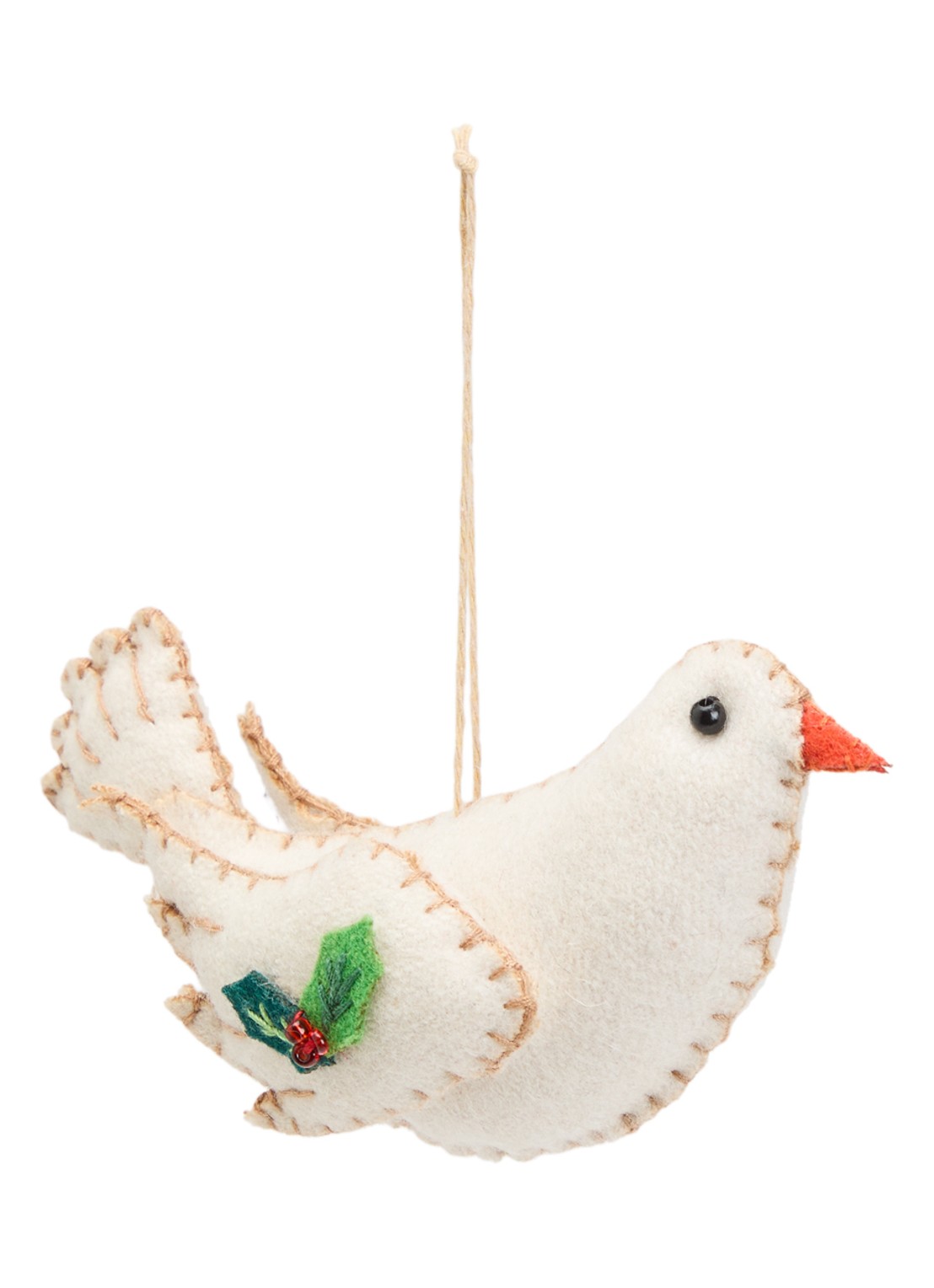 Meander Kerst duif kersthanger 7 cm - voorkant wit