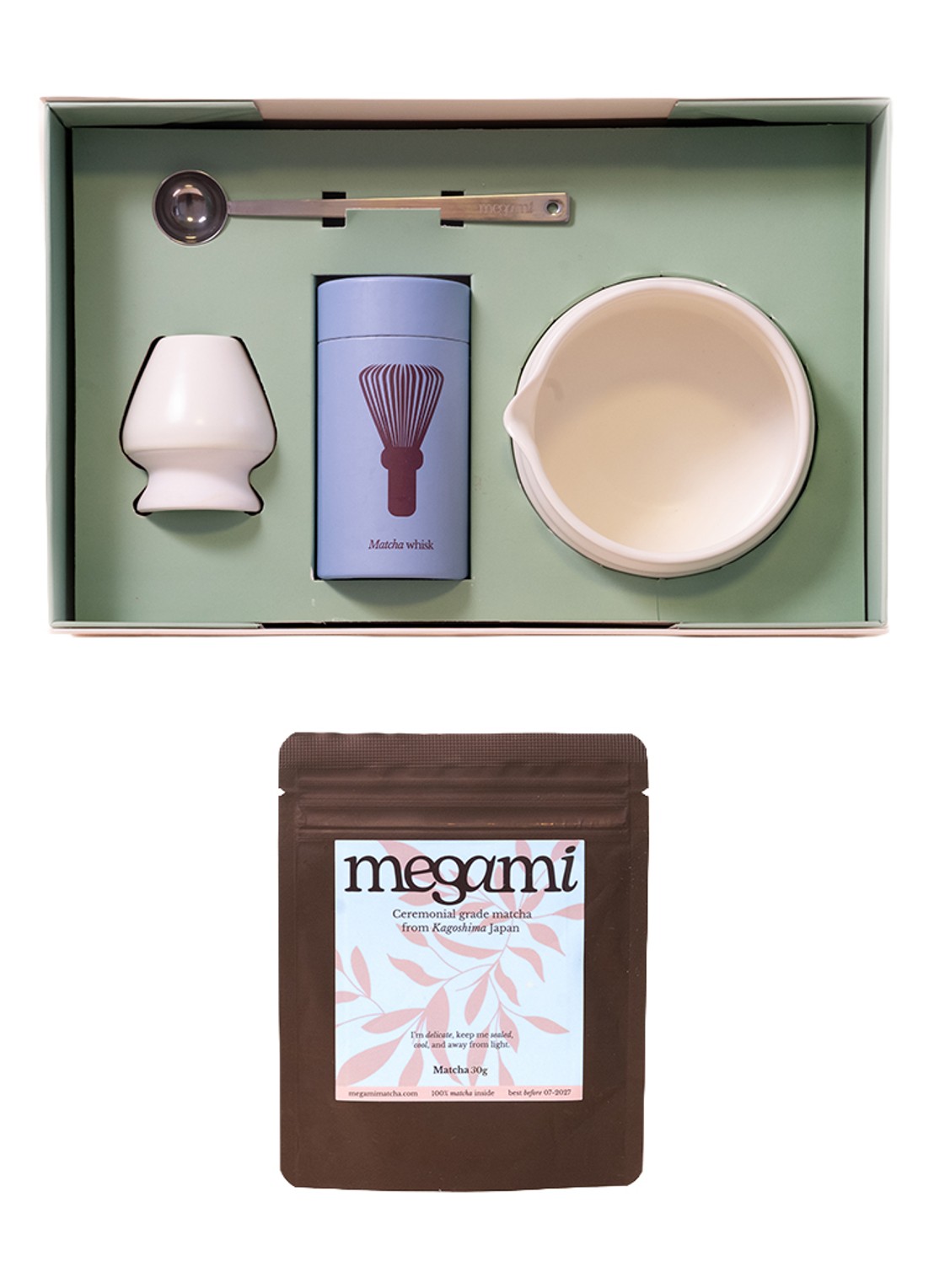 Megami Matcha set in geschenkdoos 5-delig - voorkant 4 paars