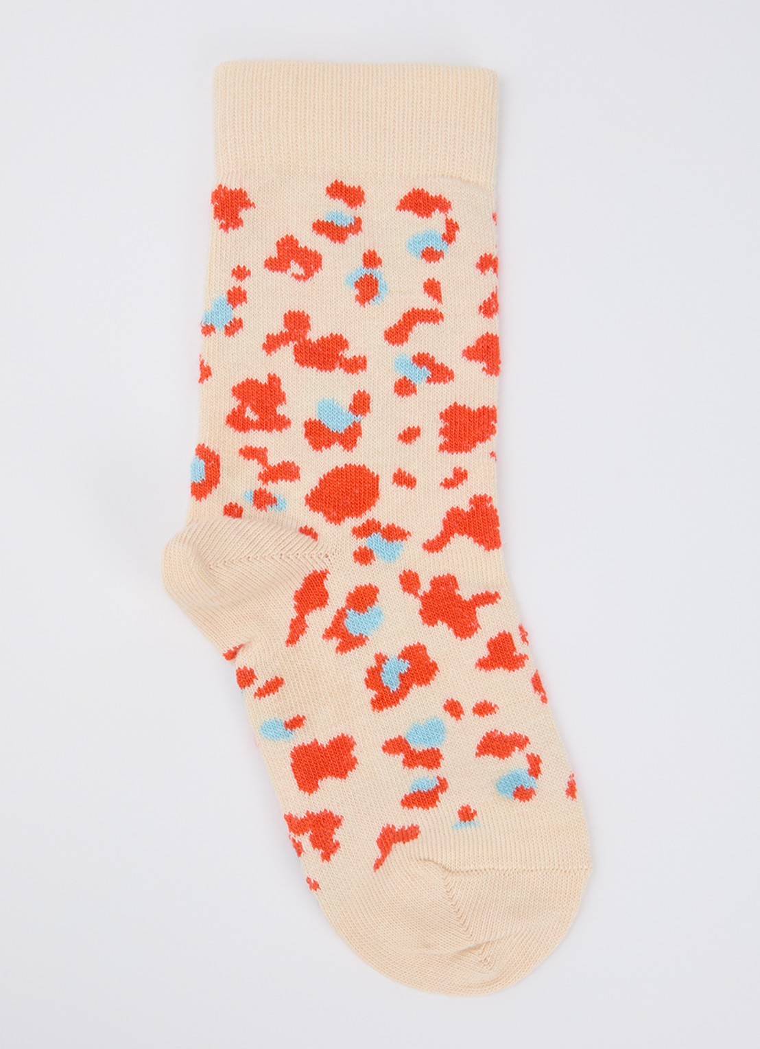 Melton Sokken met panterprint - voorkant beige