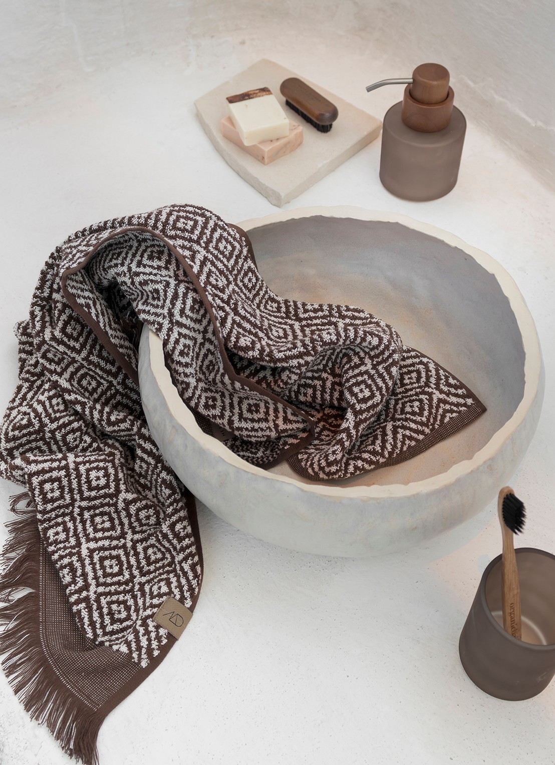 Mette Ditmer Morocco gastendoek set van 2 - 550 gr/m2 - 50 x 35 cm - detail 3 chocoladebruin