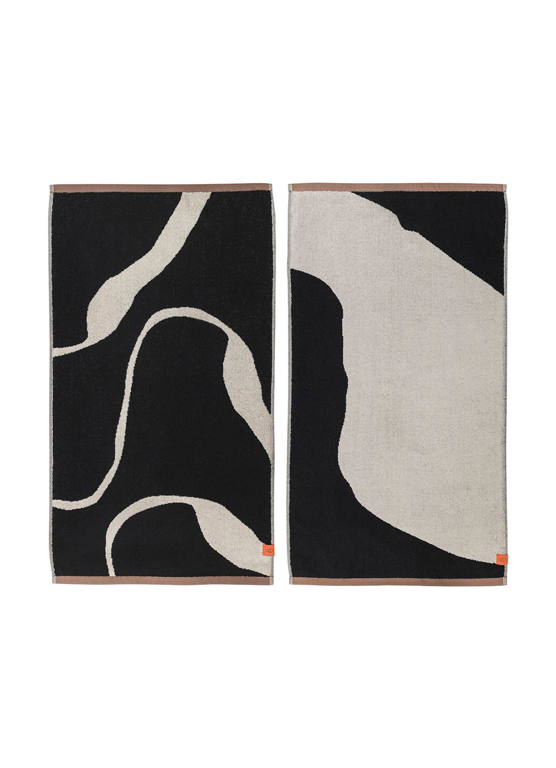 Mette Ditmer Nova Arte gast handdoeken -500 gr/m2 - 55 x 40 cm - set van 2 - voorkant 2 zwart
