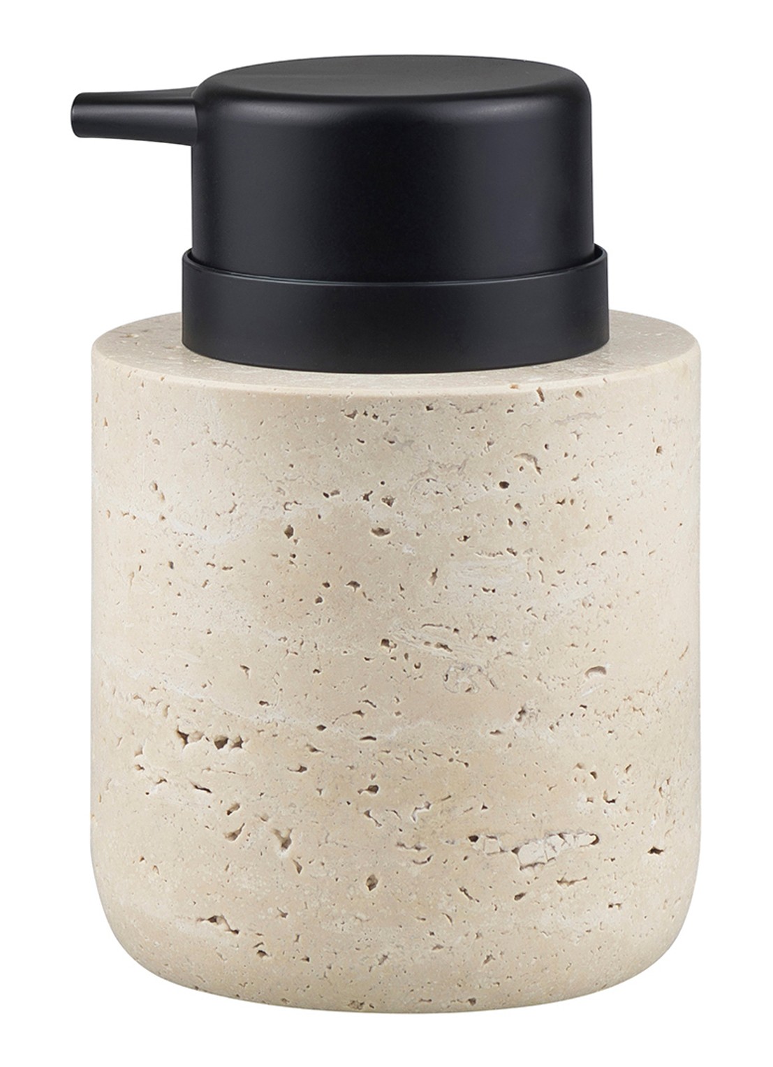Mette Ditmer Travertine Low zeepdispenser van travertijn - voorkant beige