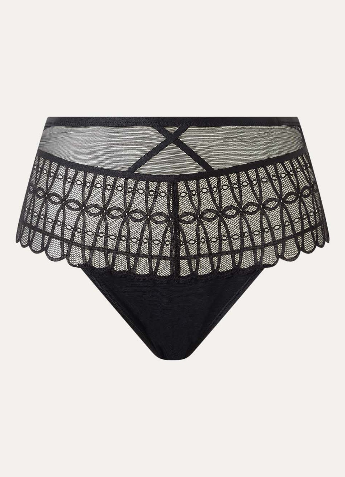 Mey Captivating shorty van kant met mesh - voorkant zwart