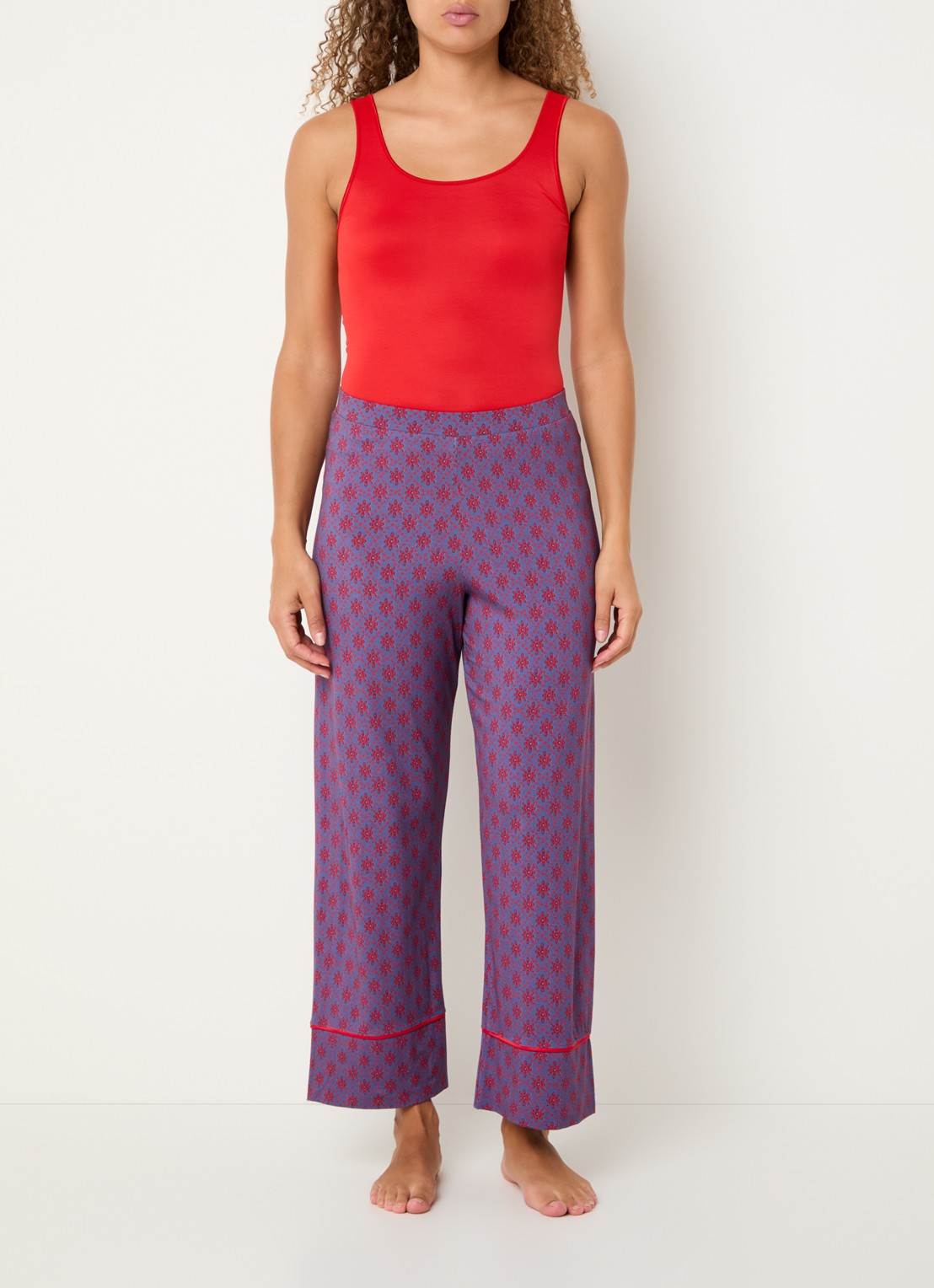Mey High waist wide fit pyjamabroek met print - voorkant 4 paars