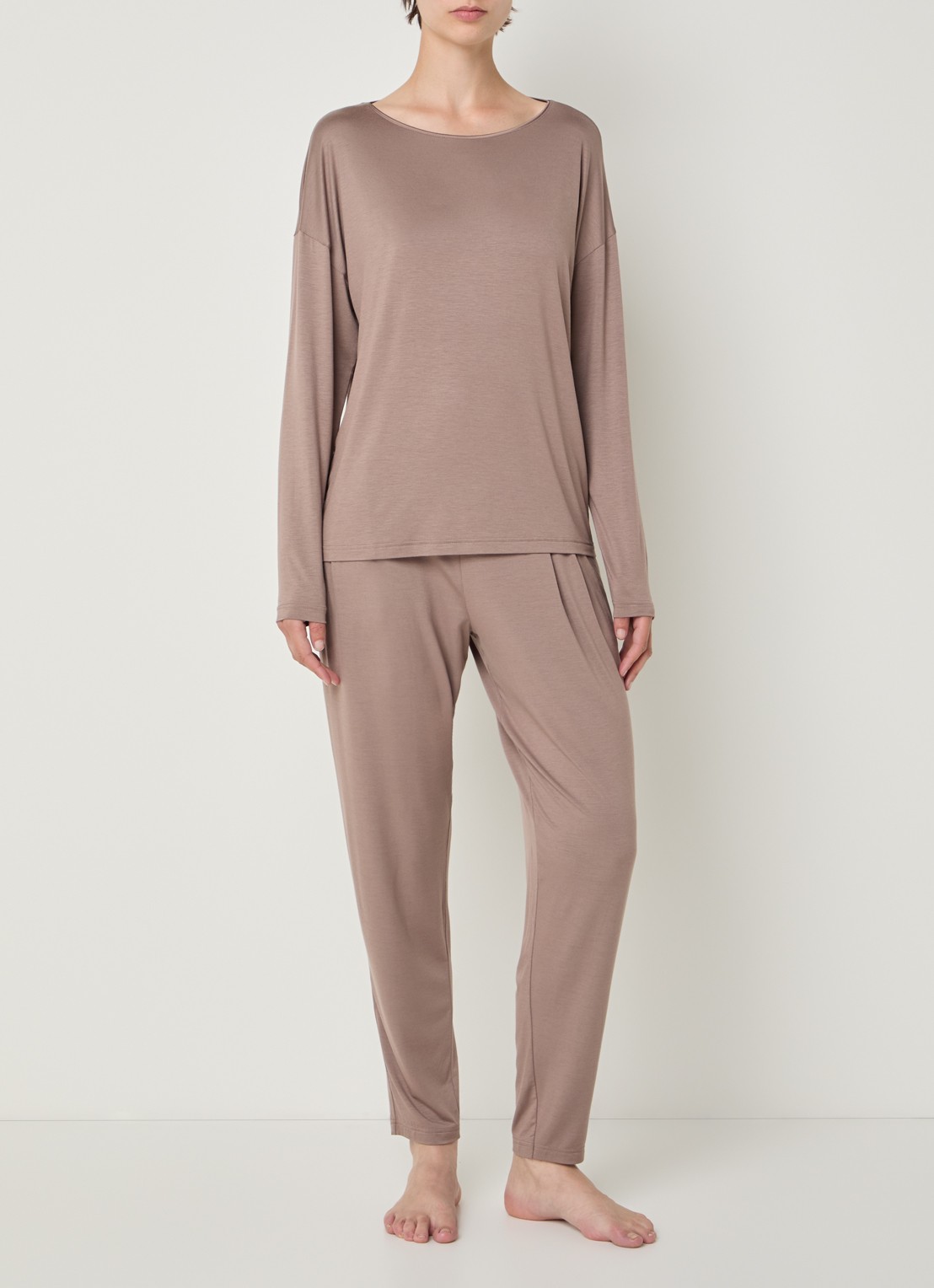 Mey Longsleeve met boothals - voorkant 3 taupe