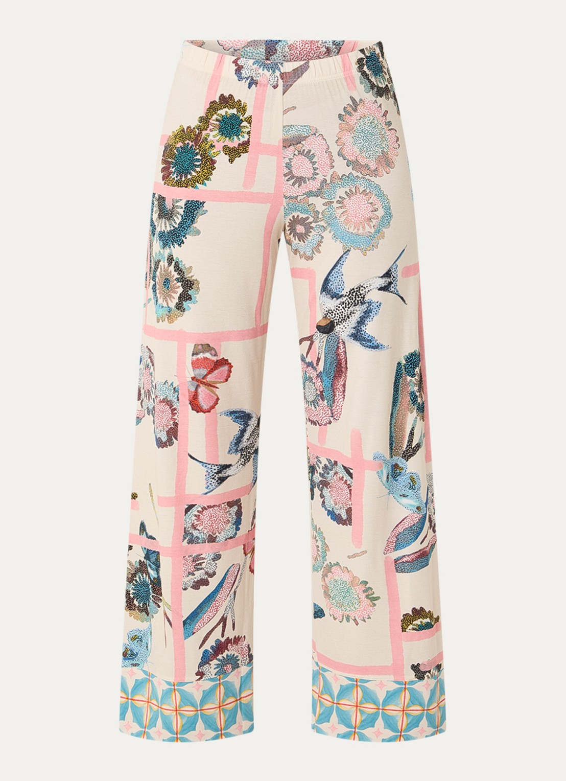 Mey Pyjamabroek met bloemenprint - voorkant 3 beige
