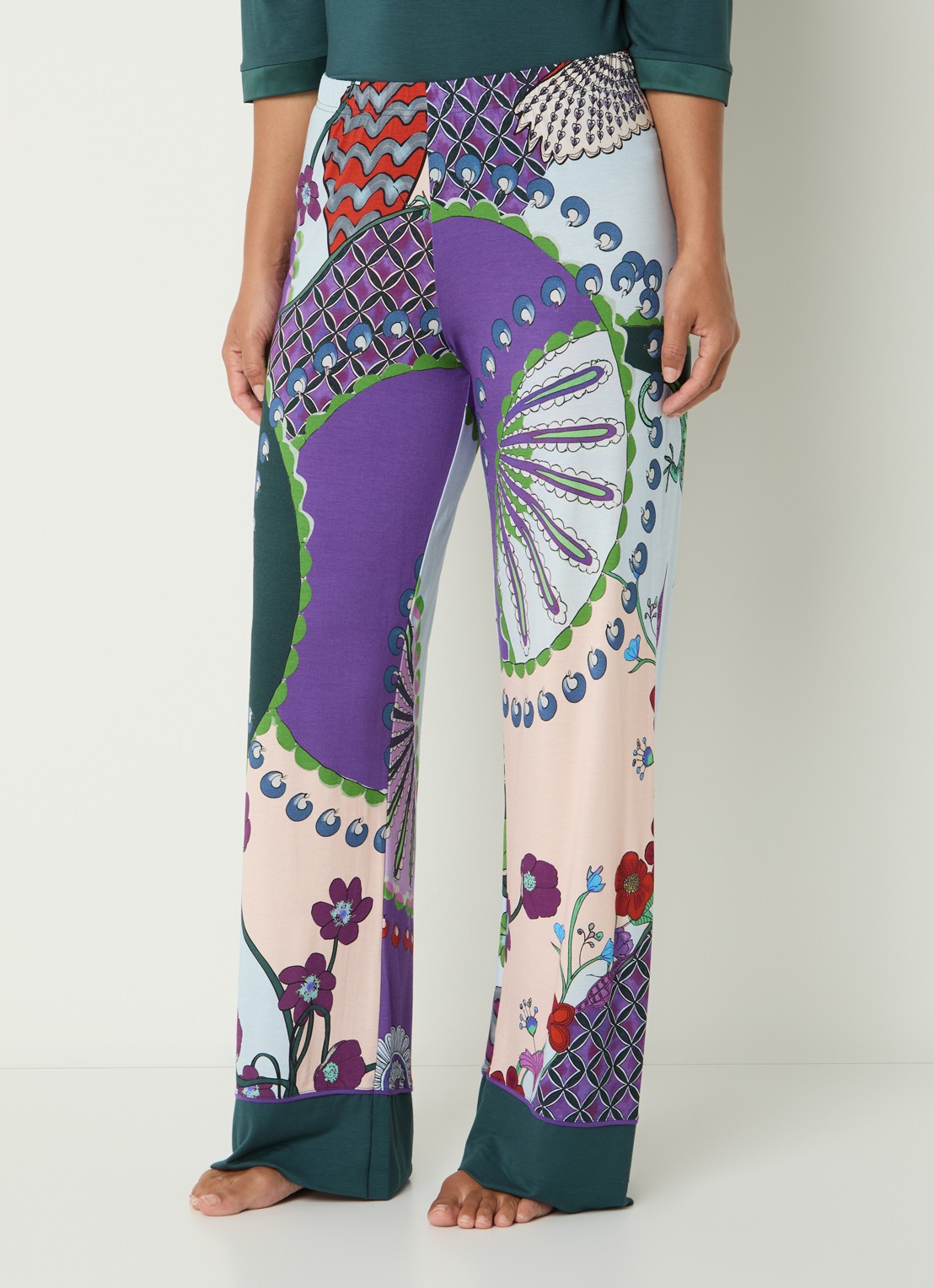 Mey Pyjamabroek met print - detail 3 zeegroen