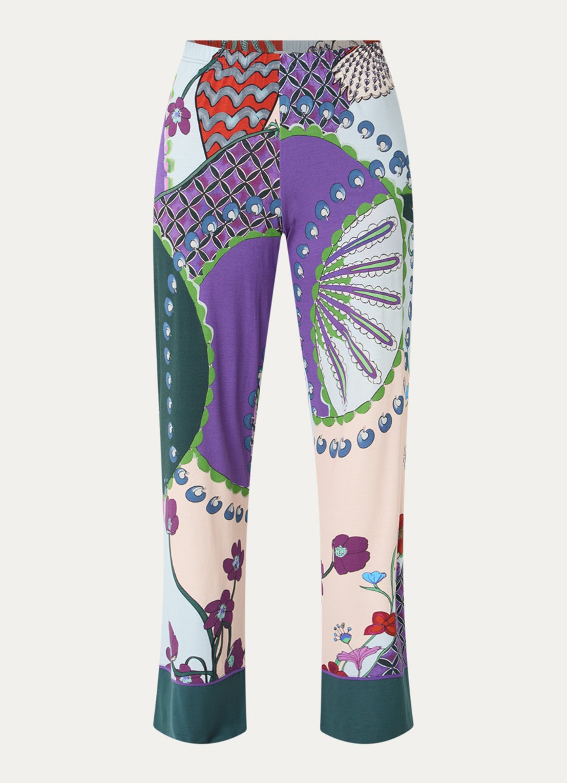 Mey Pyjamabroek met print - voorkant zeegroen