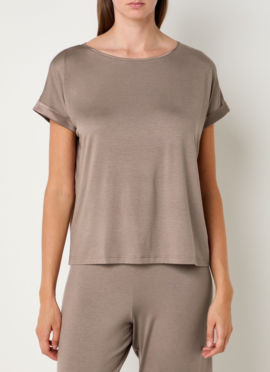 Mey Pyjamatop met ronde hals - detail 4 lichtbruin
