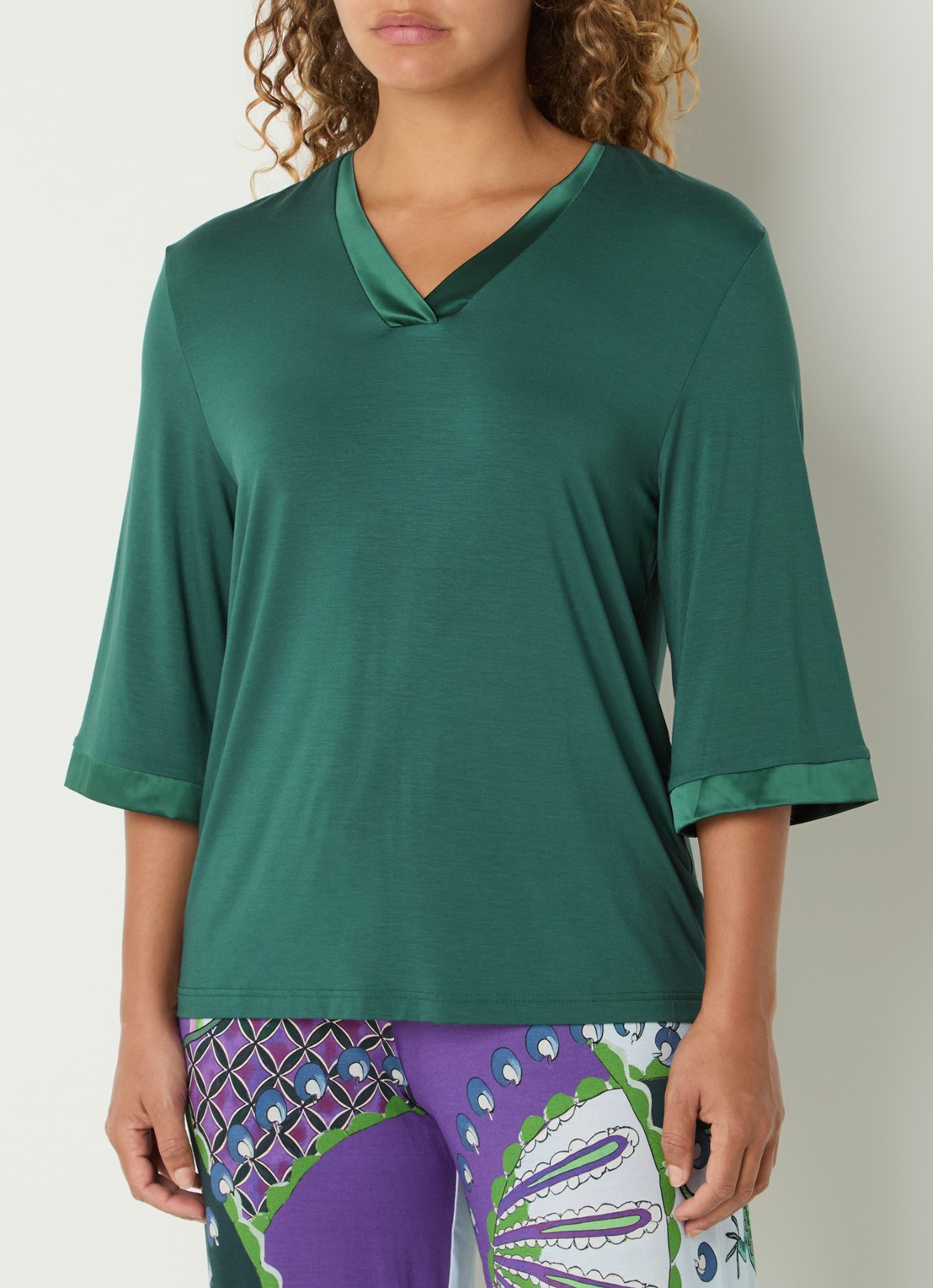 Mey Pyjamatop met V-hals - detail 3 groen