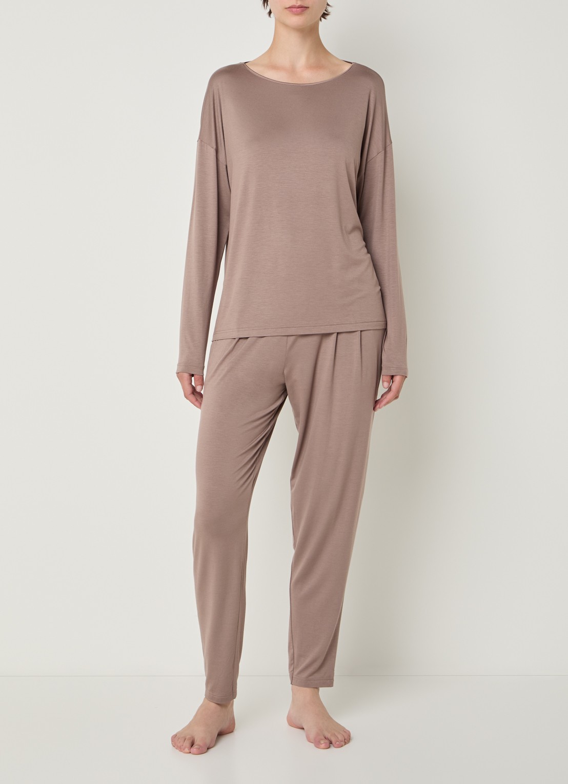 Mey Straight fit pyjamabroek - voorkant 2 taupe