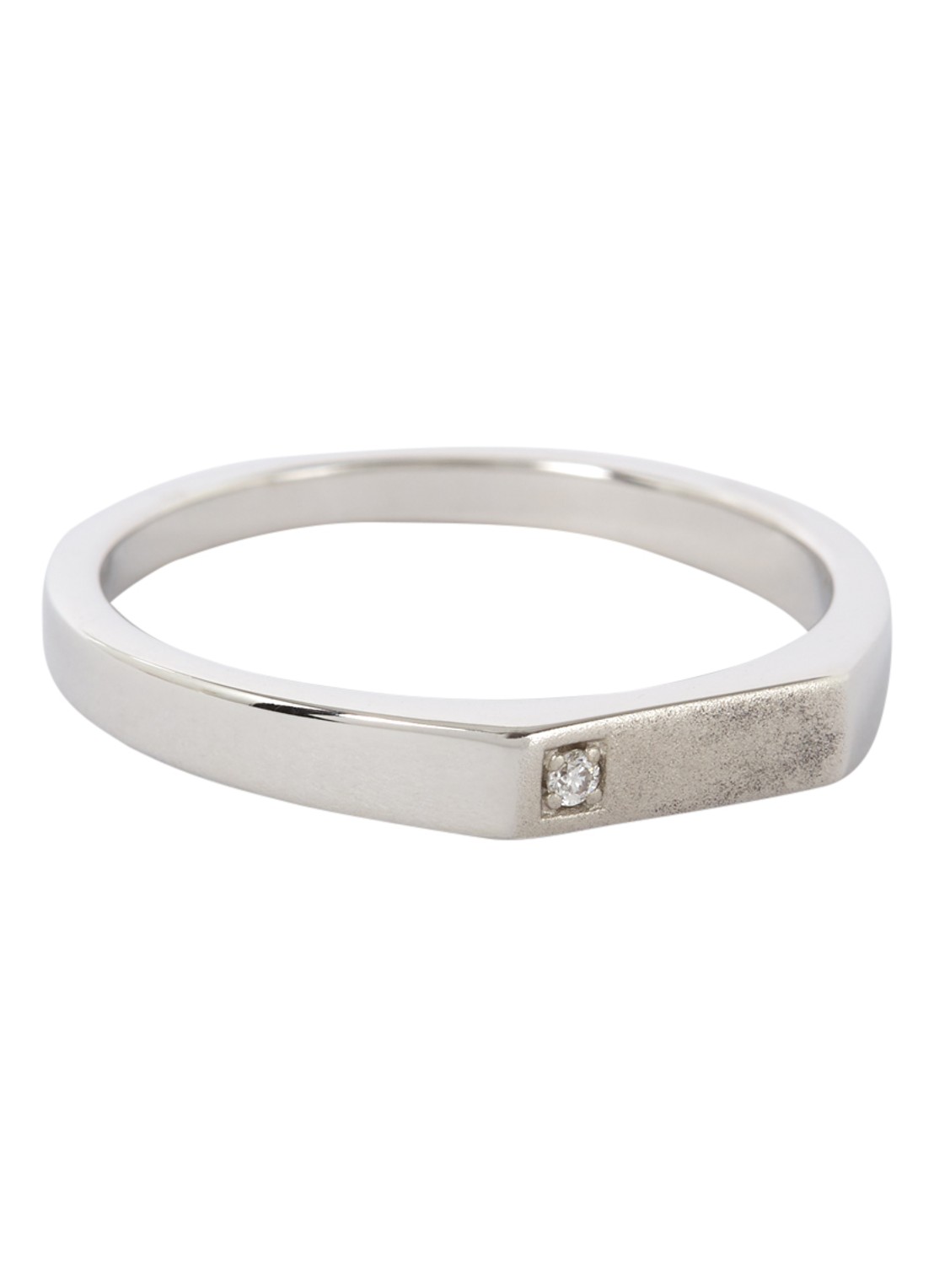 Miansai Thin Geo zegelring van sterling zilver met steen  - voorkant zilver