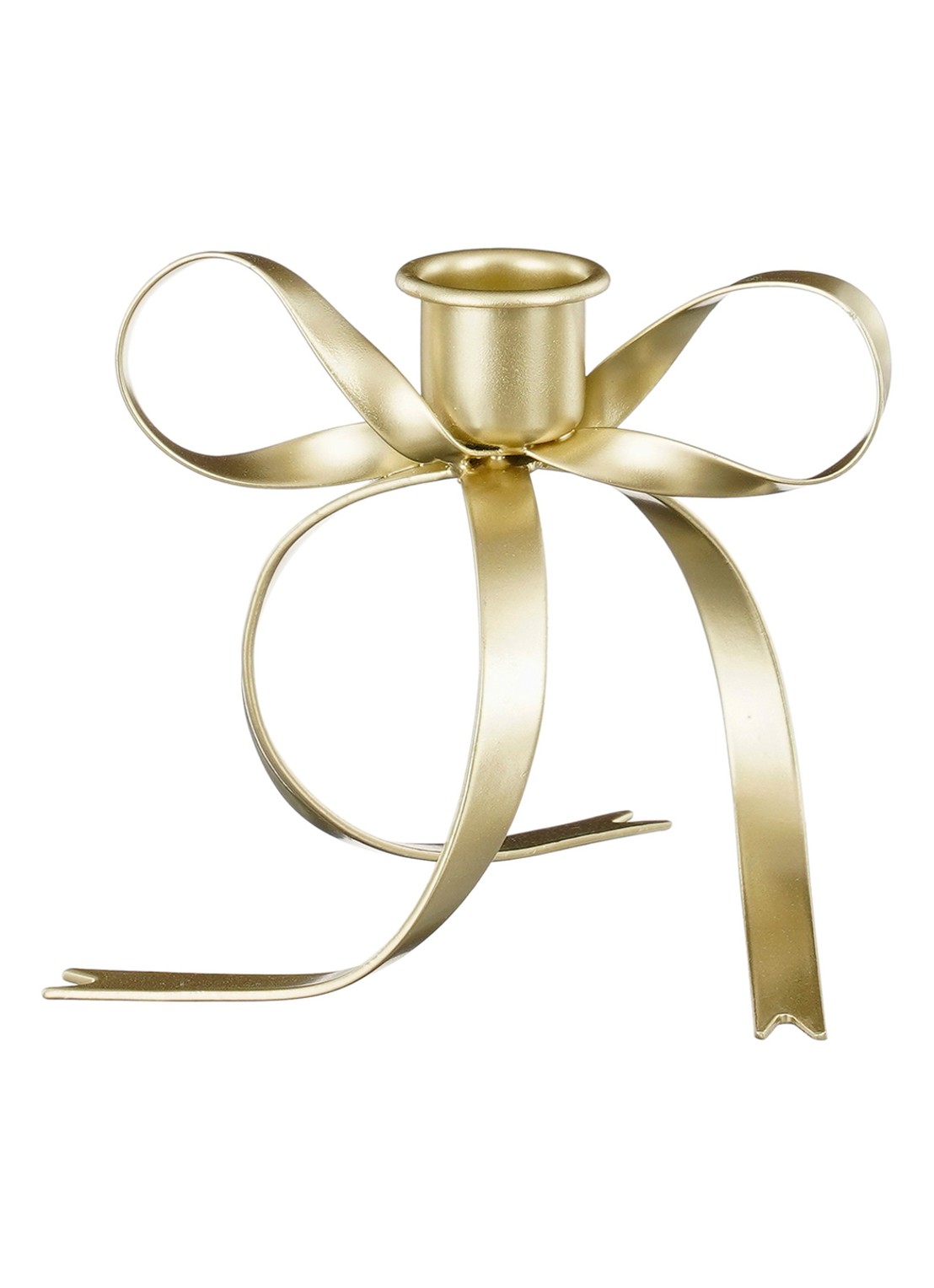 Mica Decorations Strik kandelaar 10 cm - voorkant goud