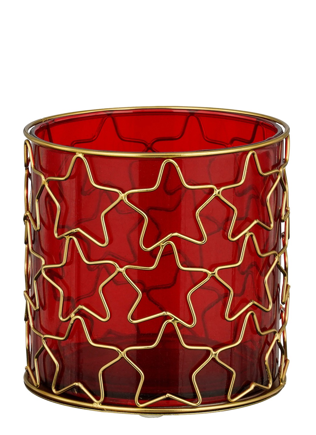 Mica Decorations Waxinelichthouder 14 cm - voorkant rood