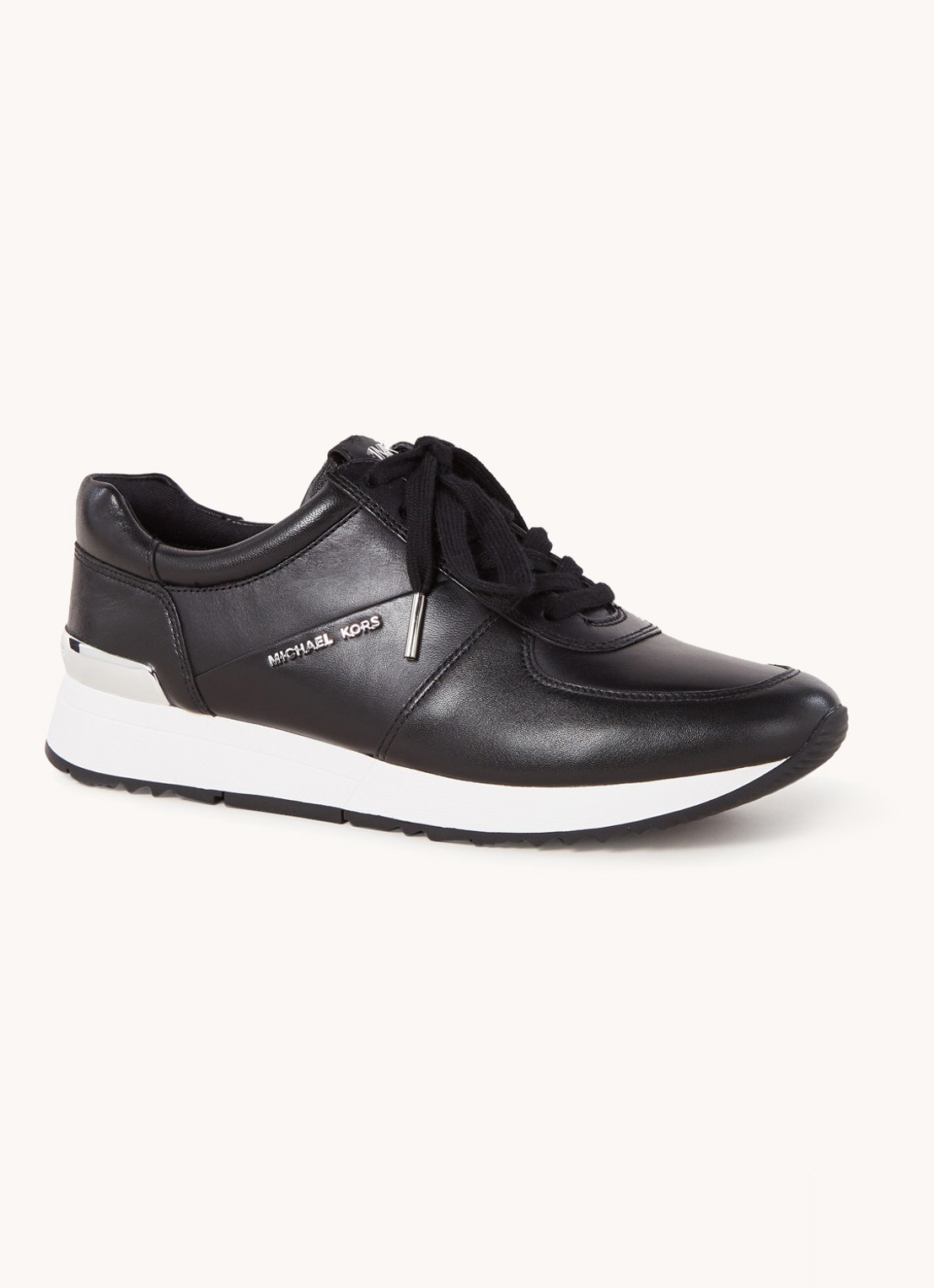 Michael Kors Allie sneaker van leer - voorkant zwart