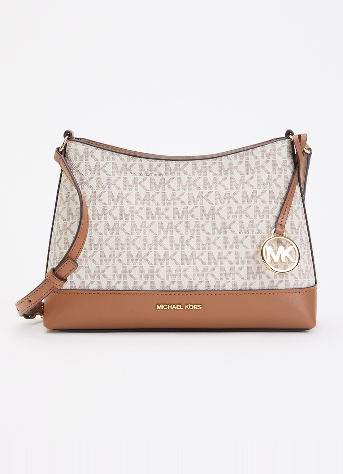 Michael Kors Andie crossbodytas met logoprint - voorkant beige