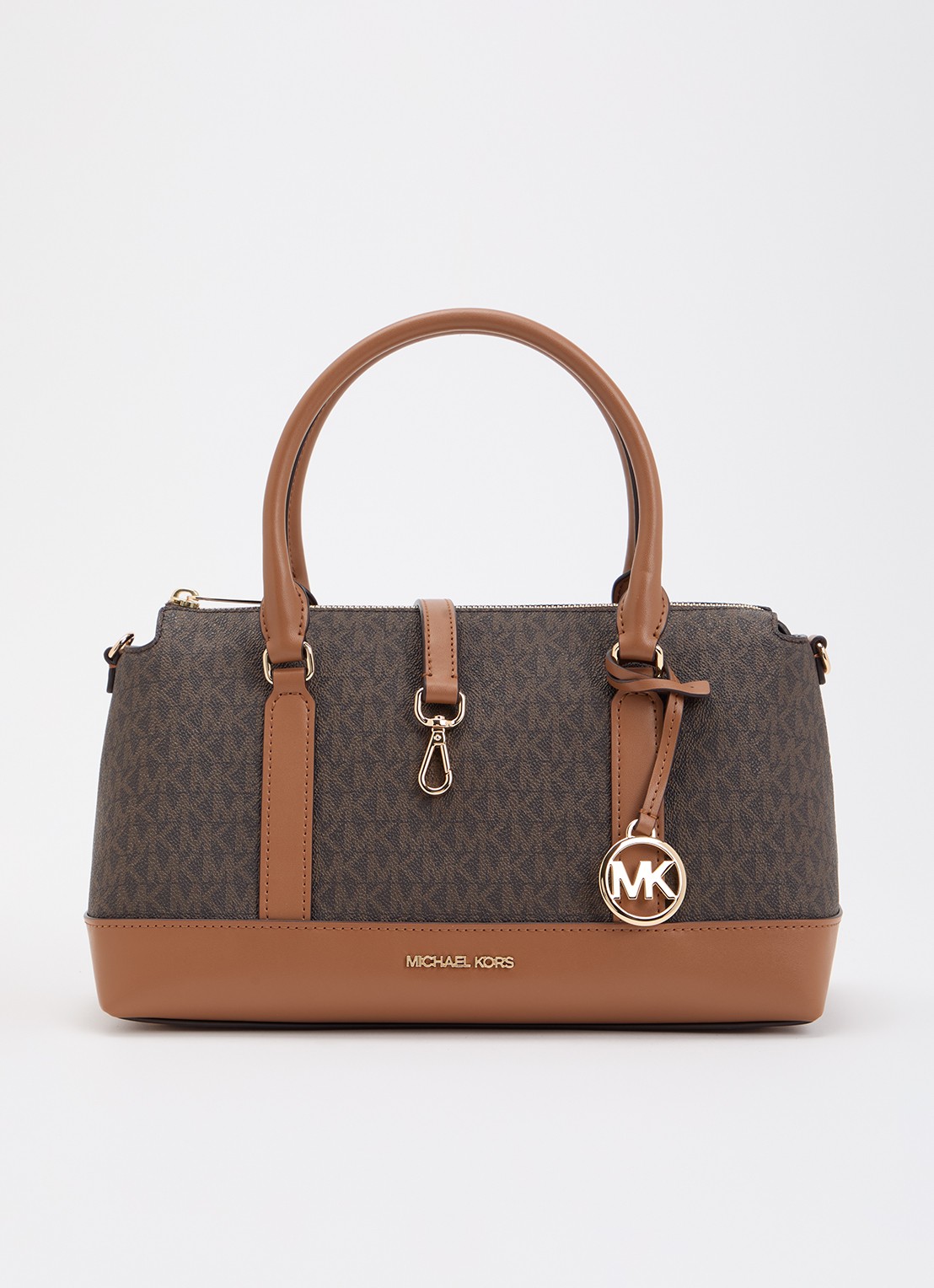 Michael Kors Andie handtas met logoprint en afneembare schouderriem - voorkant bruin