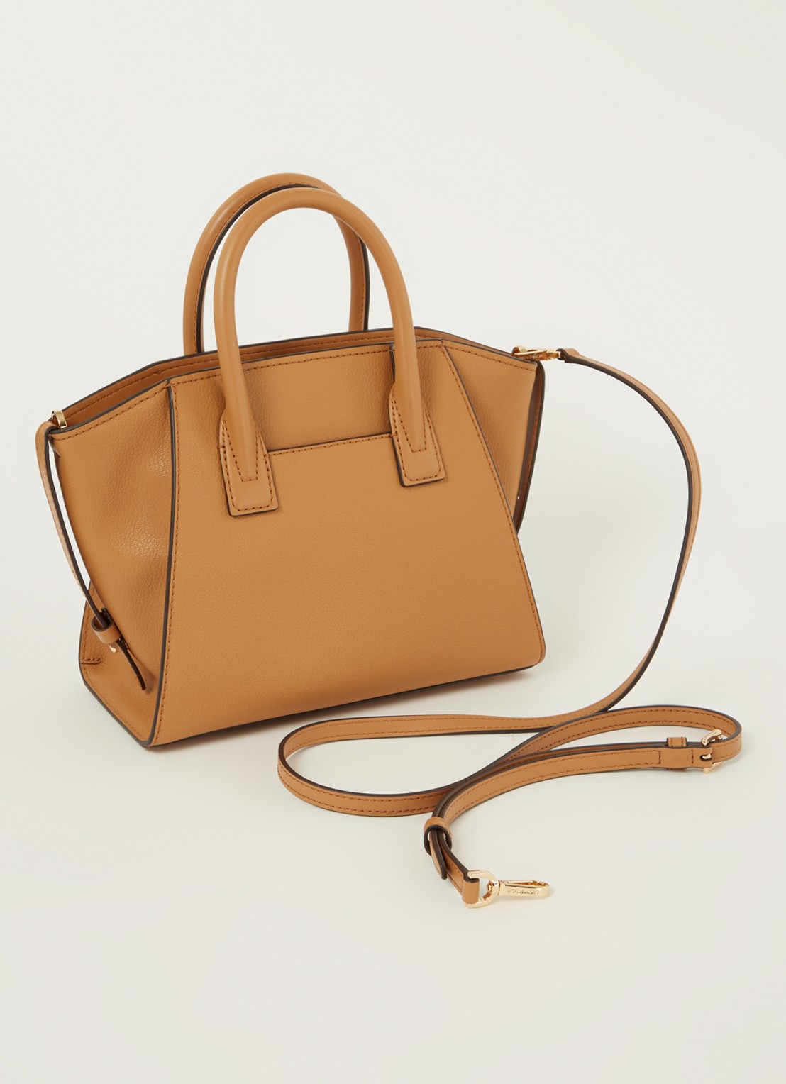Michael Kors Avril Small handtas van leer  - achterkant 3 cognac