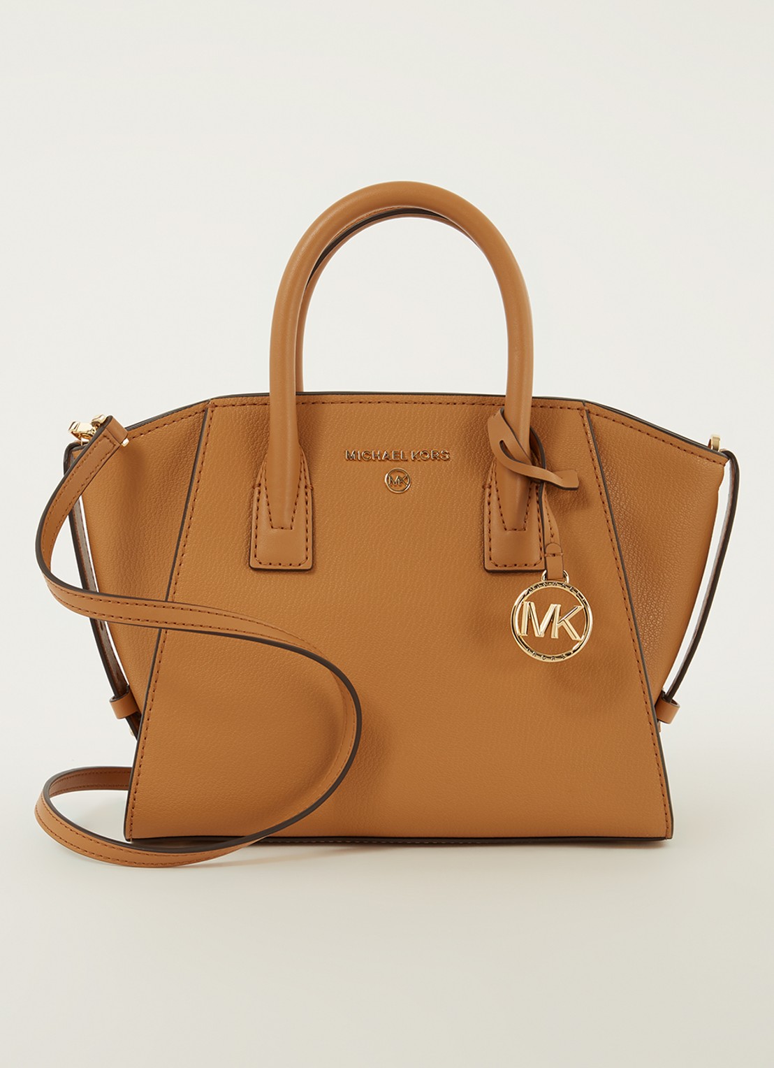 Michael Kors Avril Small handtas van leer  - voorkant 4 cognac