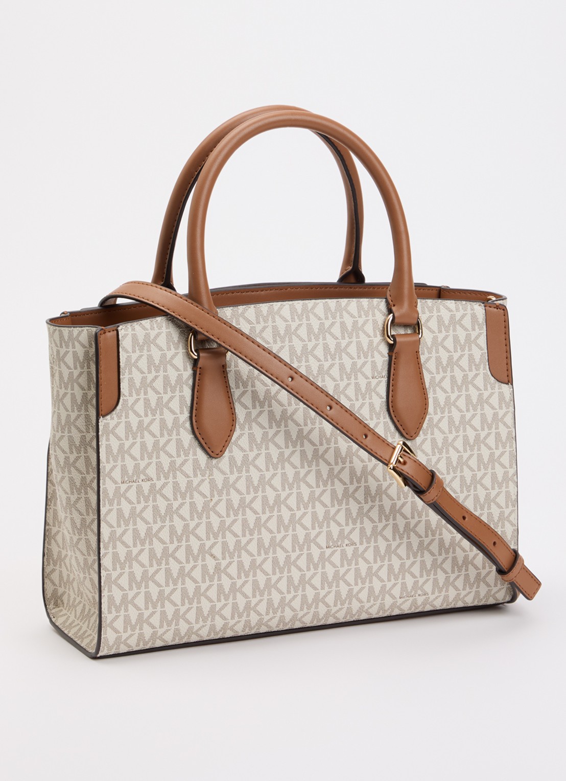 Michael Kors Becca handtas met logoprint en afneembare schouderriem  - achterkant creme