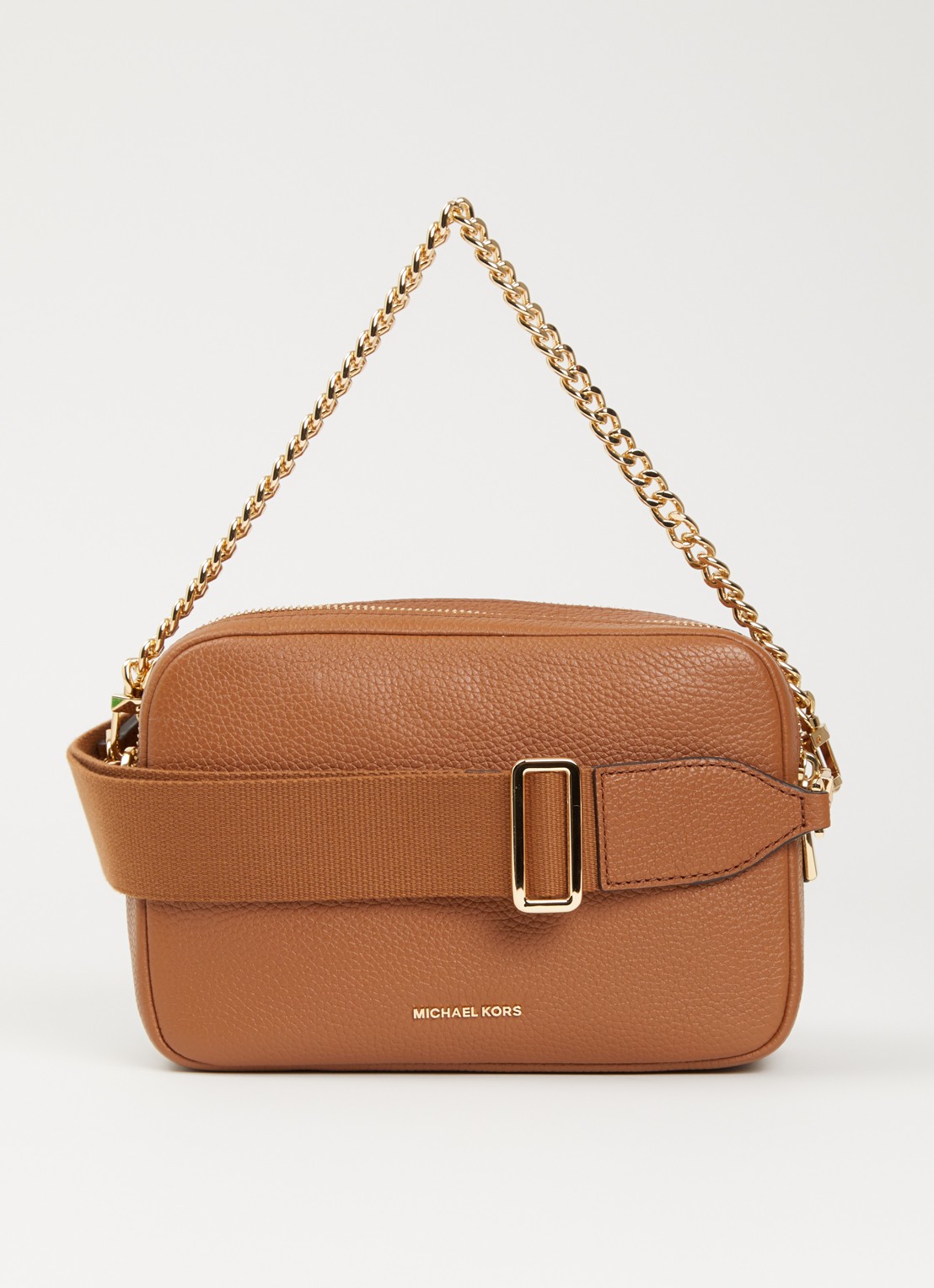 Michael Kors Bryant crossbodytas van leer met afneembare schouderriem - voorkant 5 oranjebruin