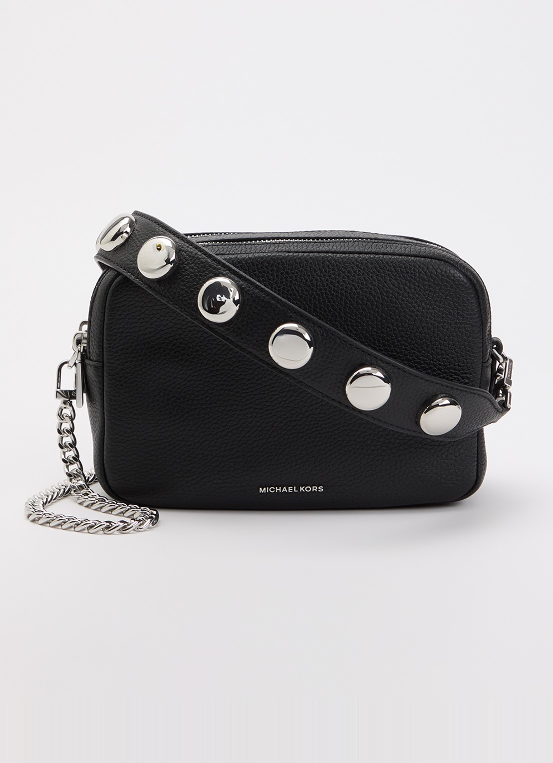 Michael Kors Bryant crossbodytas van leer met studs - voorkant 4 zwart