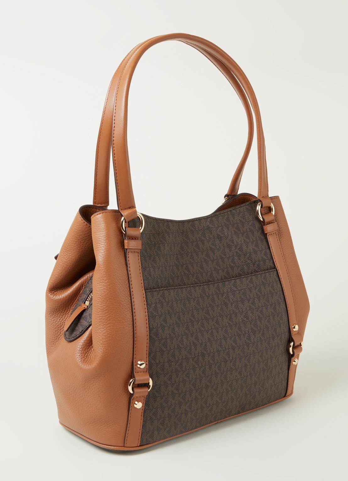 Michael Kors Carrie Large schoudertas met logoprint - detail 2 bruin