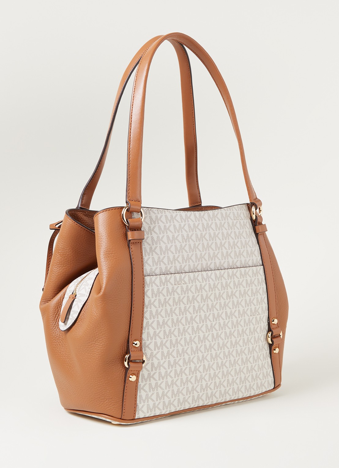 Michael Kors Carrie Large schoudertas met logoprint - achterkant 4 vanillegeel