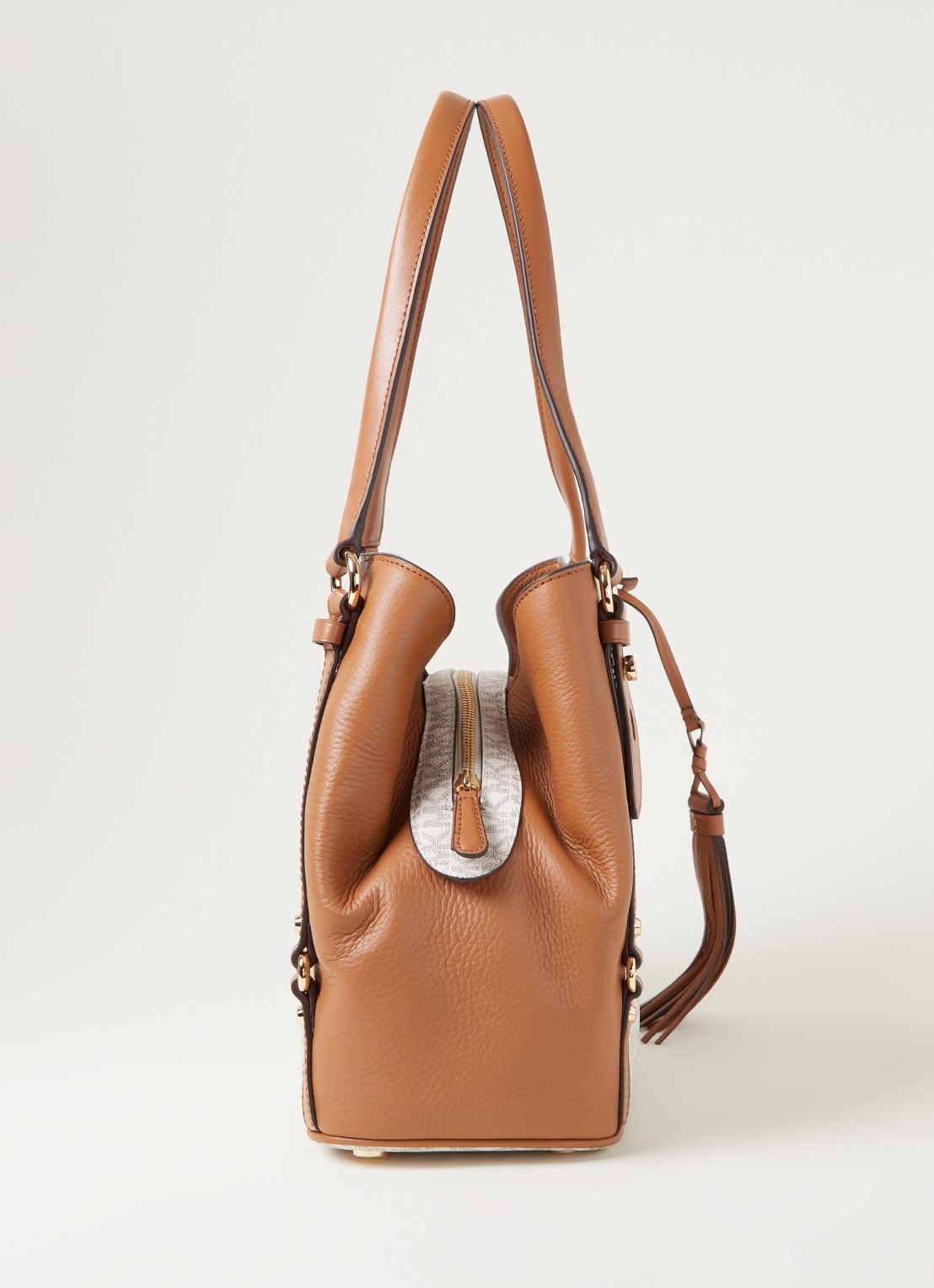Michael Kors Carrie Large schoudertas met logoprint - detail 3 vanillegeel
