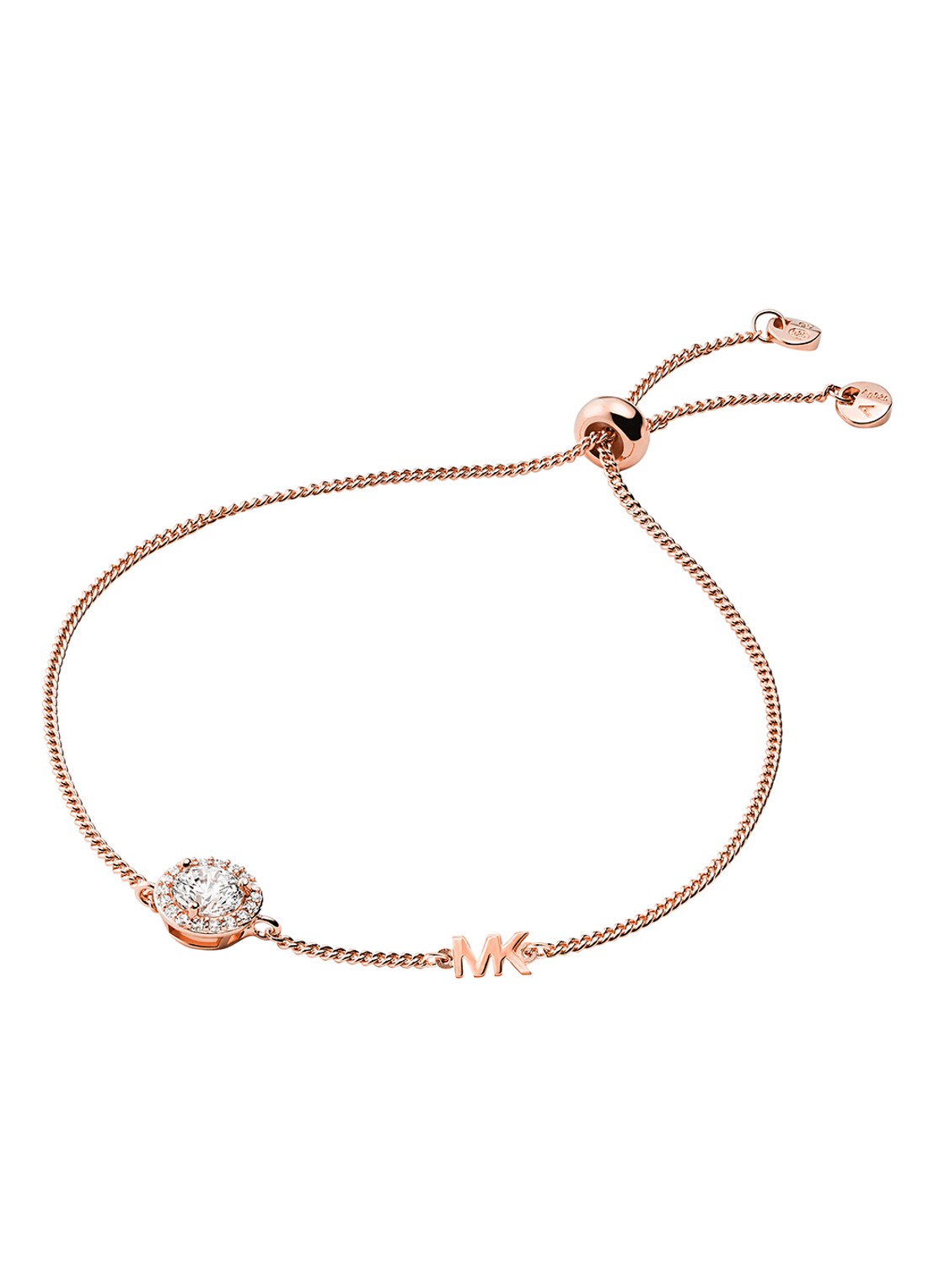Michael Kors Custom Kors armband van zilver met zirkonia  - voorkant roségoud
