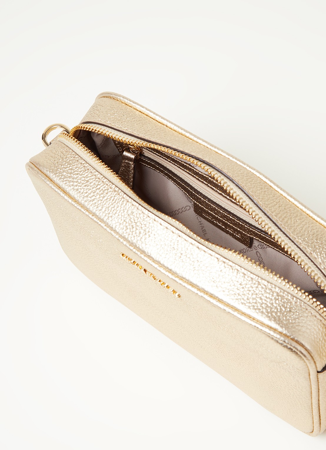 Michael Kors Ginny crossbodytas van leer - detail 3 goud